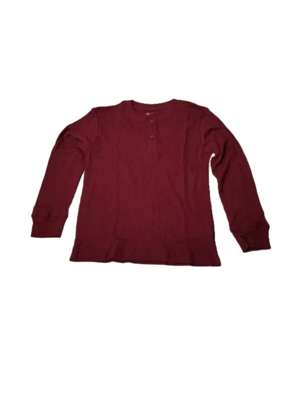Childrens Place Thermal Henley Shirt Medium 7 8 Red Waffle Knit Long Sleeve